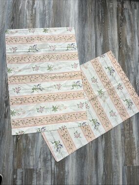 Vintage Stevens Floral Standard Pillowcase Pair - peach and white Cottagecore